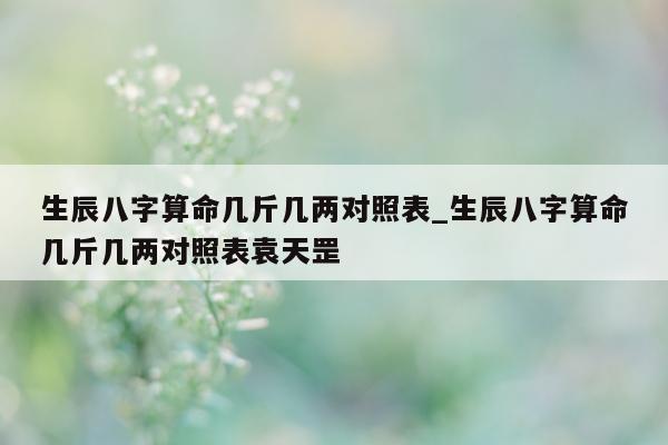 生辰八字算命几斤几两对照表_生辰八字算命几斤几两对照表袁天罡 - 第 1 张图片 - 小城生活