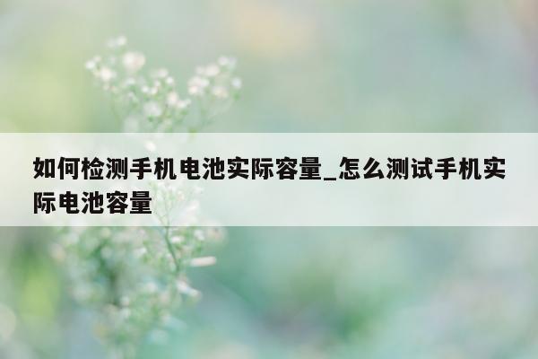 如何检测手机电池实际容量_怎么测试手机实际电池容量 - 第 1 张图片 - 小城生活