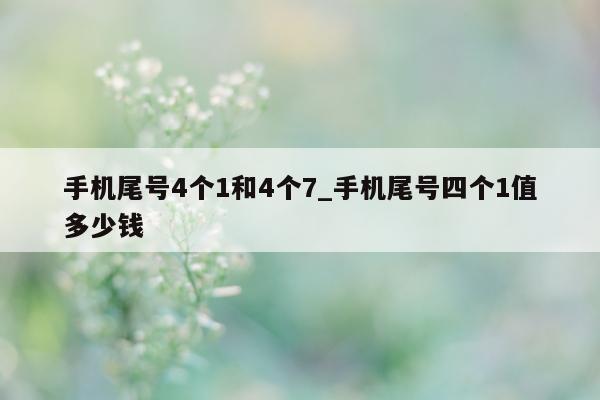 手机尾号 4 个 1 和 4 个 7_手机尾号四个 1 值多少钱 - 第 1 张图片 - 小城生活