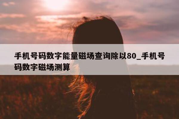 手机号码数字能量磁场查询除以 80_手机号码数字磁场测算 - 第 1 张图片 - 小城生活