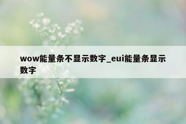 wow 能量条不显示数字_eui 能量条显示数字 - 第 1 张图片 - 小城生活