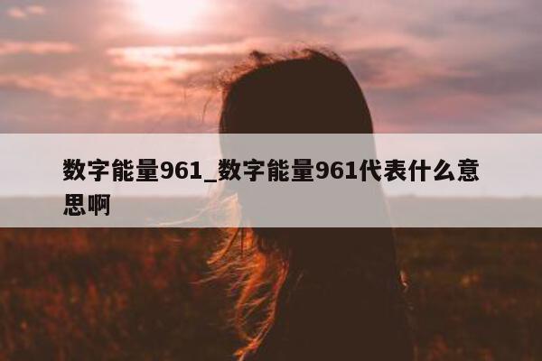 数字能量 961_数字能量 961 代表什么意思啊 - 第 1 张图片 - 小城生活