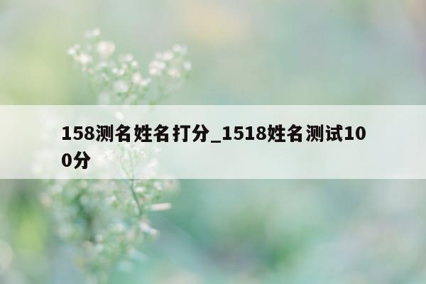 158 测名姓名打分_1518 姓名测试 100 分 - 第 1 张图片 - 小城生活