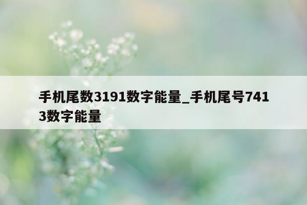 手机尾数 3191 数字能量_手机尾号 7413 数字能量 - 第 1 张图片 - 小城生活