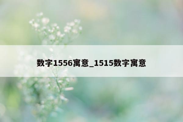 数字 1556 寓意_1515 数字寓意 - 第 1 张图片 - 小城生活