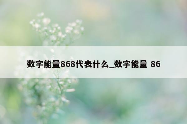 数字能量 868 代表什么_数字能量 86- 第 1 张图片 - 小城生活