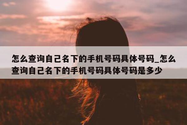 怎么查询自己名下的手机号码具体号码_怎么查询自己名下的手机号码具体号码是多少 - 第 1 张图片 - 小城生活