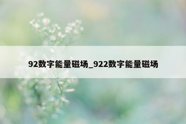 92 数字能量磁场_922 数字能量磁场 - 第 1 张图片 - 小城生活