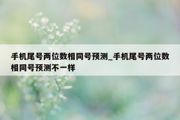 手机尾号两位数相同号预测_手机尾号两位数相同号预测不一样 - 第 1 张图片 - 小城生活