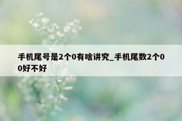 手机尾号是 2 个 0 有啥讲究_手机尾数 2 个 00 好不好 - 第 1 张图片 - 小城生活