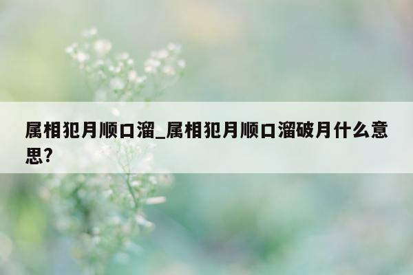 属相犯月顺口溜_属相犯月顺口溜破月什么意思?- 第 1 张图片 - 小城生活