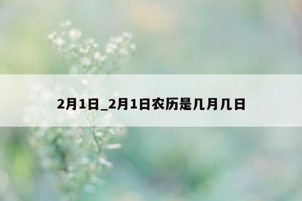 2 月 1 日_2 月 1 日农历是几月几日 - 第 1 张图片 - 小城生活