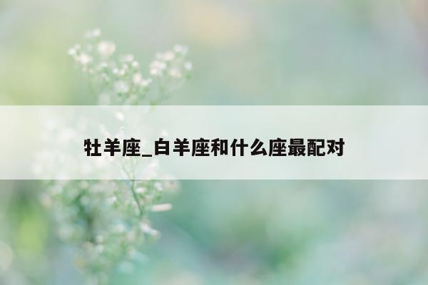 牡羊座_白羊座和什么座最配对 - 第 1 张图片 - 小城生活