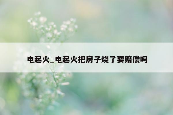 电起火_电起火把房子烧了要赔偿吗 - 第 1 张图片 - 小城生活