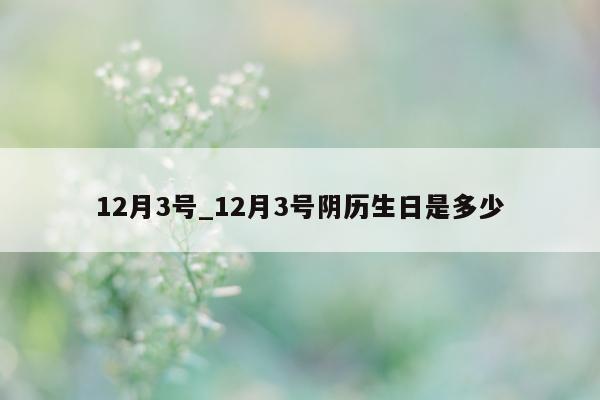 12 月 3 号_12 月 3 号阴历生日是多少 - 第 1 张图片 - 小城生活