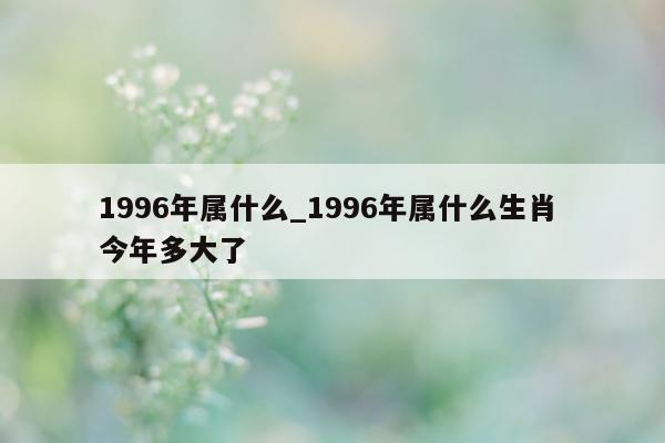 1996 年属什么_1996 年属什么生肖 今年多大了 - 第 1 张图片 - 小城生活