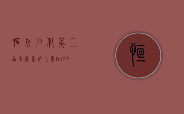 恒力石化：第三季度营业收入为 652.25 亿元同比增长 2.42%	，净利润为 10.87 亿元 - 第 1 张图片 - 小城生活