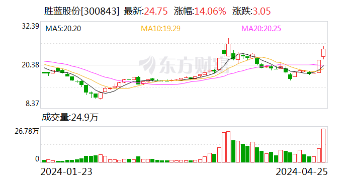 胜蓝股份：2024 年第一季度净利润 2177.39 万元 同比增长 14.66%- 第 1 张图片 - 小城生活