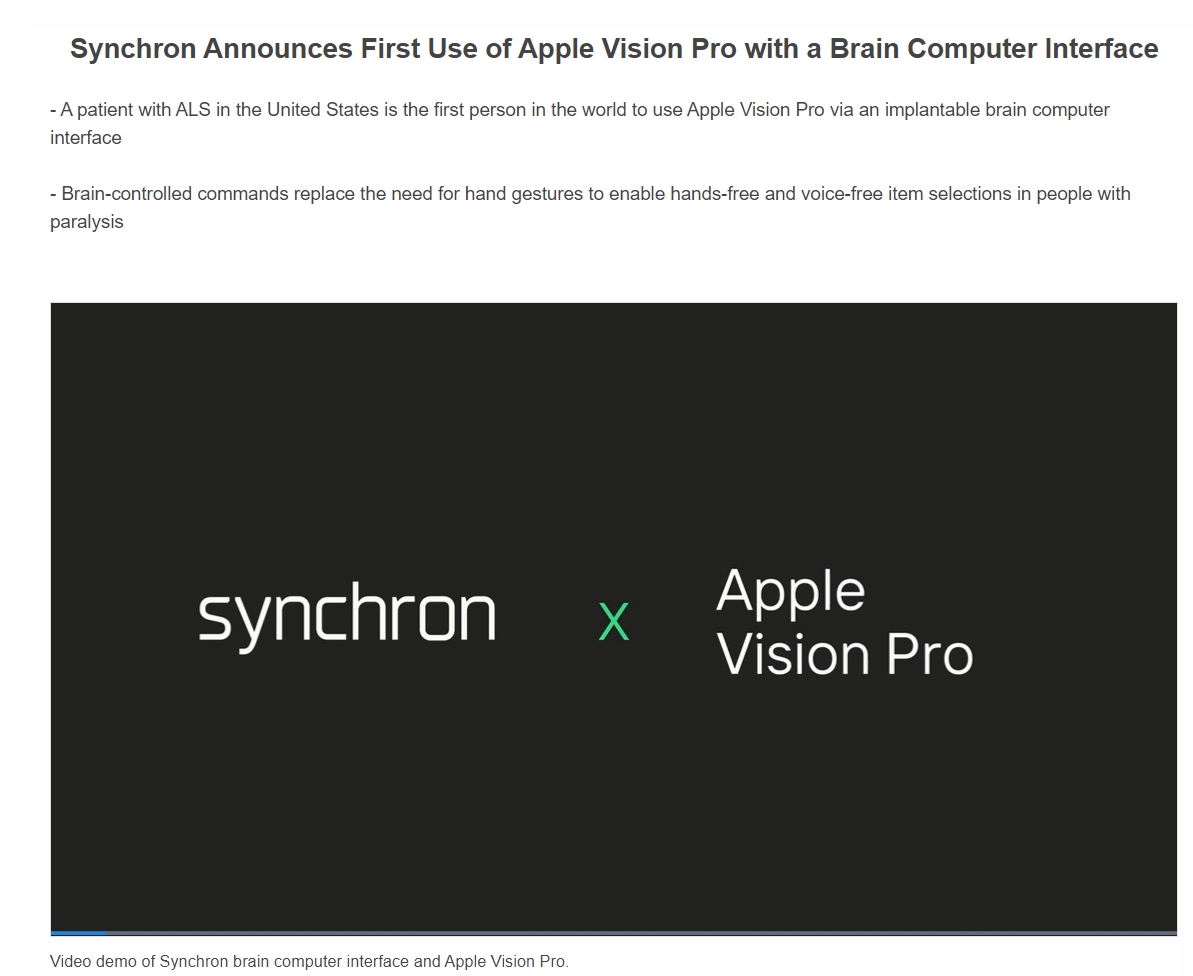 脑机接口浮现新应用 渐冻症瘫痪患者成功使用意念控制 Vision Pro- 第 1 张图片 - 小城生活